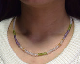 Mixed ~ Peridot, Amethyst , Citrine & Clear Quartz Ncklace